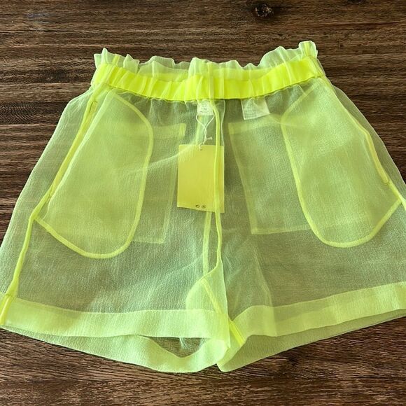 Justine Skye x H&M collaboration xs NWT neon sheer mesh shorts - Picture 2 of 11